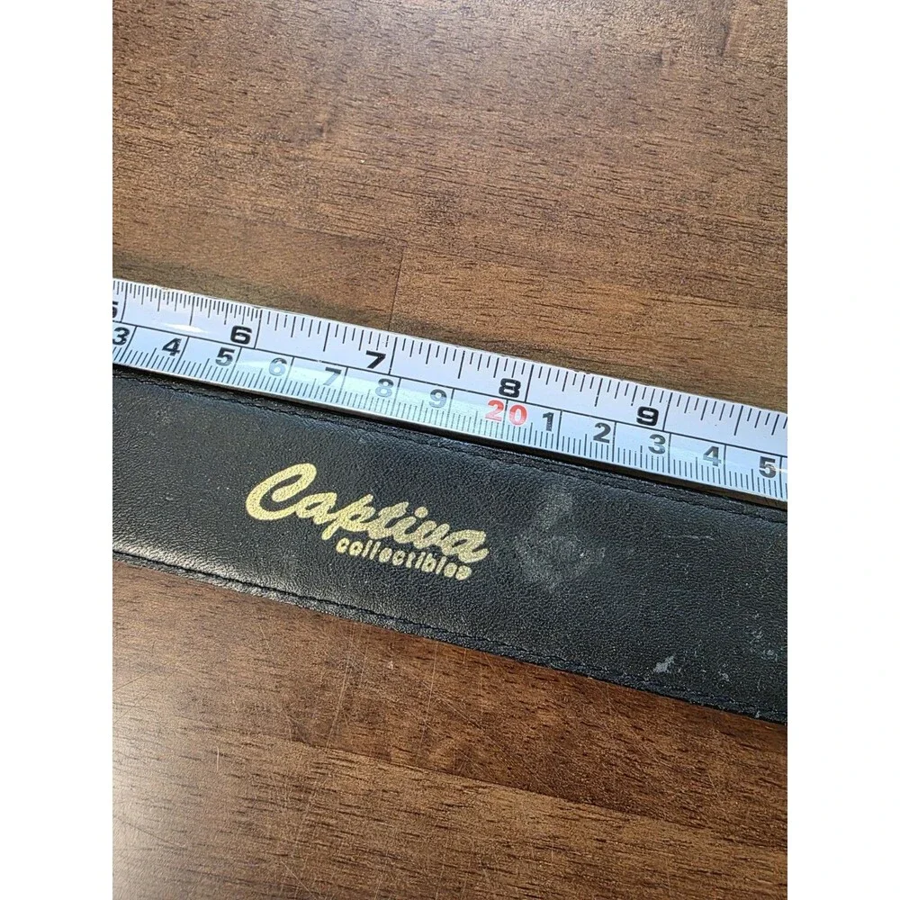 Vintage Captiva Collectibles Black Croc Embossed Leather & Gold Hoop Chain Belt
